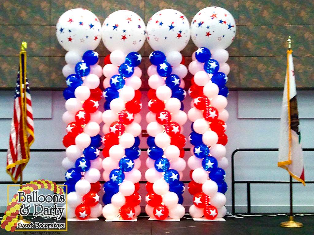 Patriotic Columns With Star Toppers Balloons Party