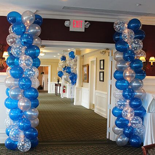 Blue and White Balloon Columns